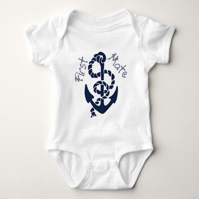 Nautical Navy Anchor Pattern Baby Bodysuit (Front)