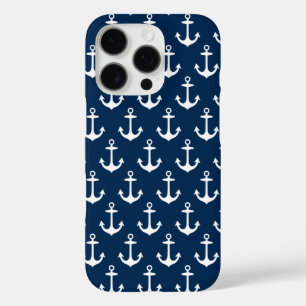 Nautical Navy Anchor Pattern iPhone 16 Pro Case