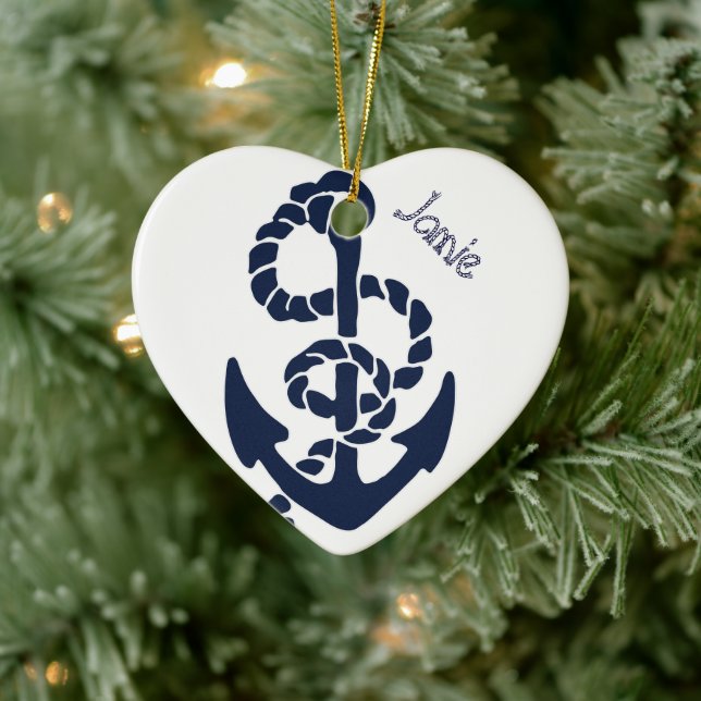 Nautical Navy Anchor Pattern Ceramic Tree Decoration (Tree)