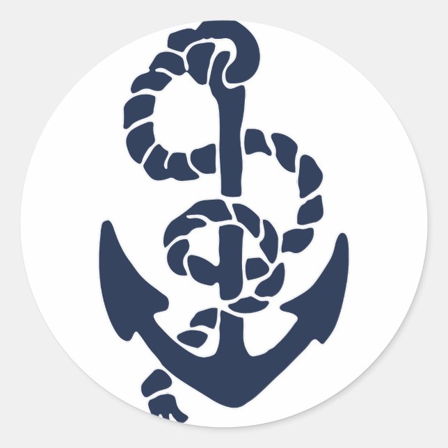 Nautical Navy Anchor Pattern Classic Round Sticker (Front)