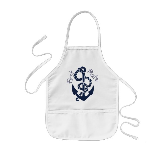 Nautical Navy Anchor Pattern Kids Apron (Front)