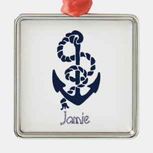 Nautical Navy Anchor Pattern Metal Tree Decoration