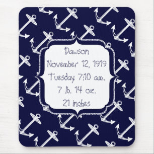 Nautical Navy Anchor Pattern Mouse Mat