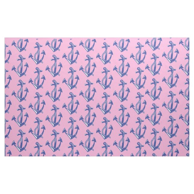 Nautical Navy Anchor pattern on pink Fabric (Fat Quarter)