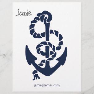 Nautical Navy Anchor Pattern Personalized Letterhead