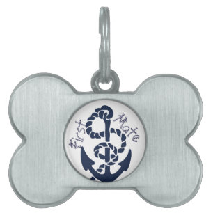Nautical Navy Anchor Pattern Pet Tag
