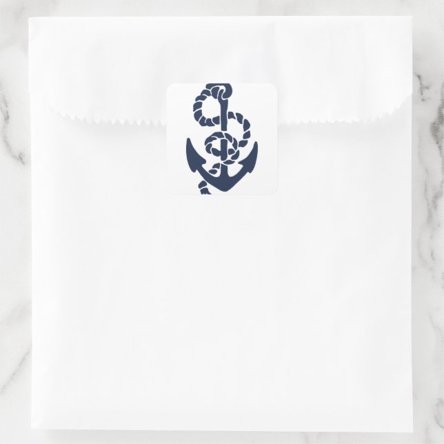 Nautical Navy Anchor Pattern Square Sticker (Bag)