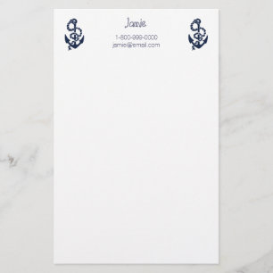 Nautical Navy Anchor Pattern Stationery