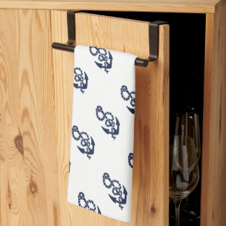Nautical Navy Anchor Pattern Tea Towel