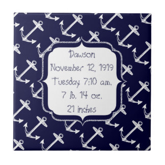 Nautical Navy Anchor Pattern Tile