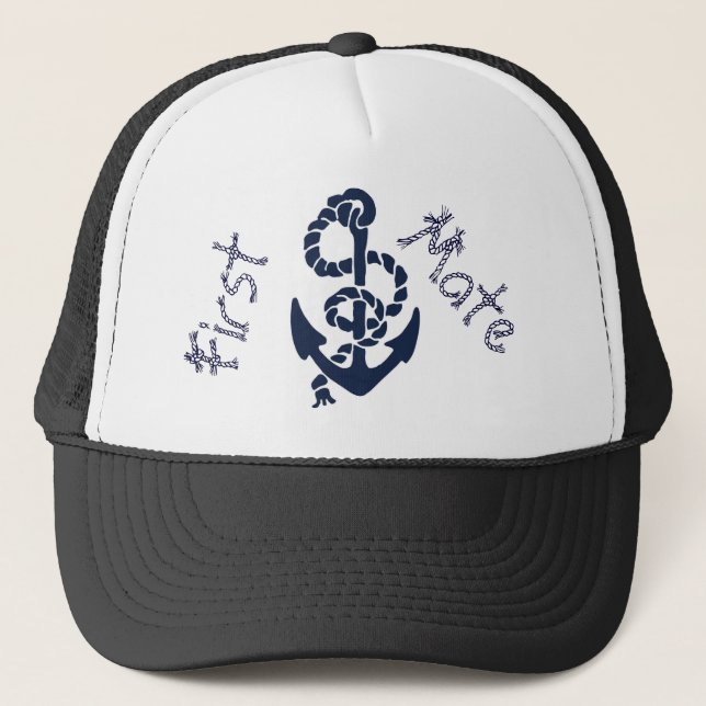 Nautical Navy Anchor Pattern Trucker Hat (Front)