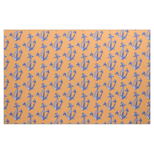 Nautical Navy Anchor pattern with orange Fabric