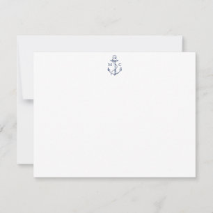 Nautical Navy Anchor Personalised Stationery Card