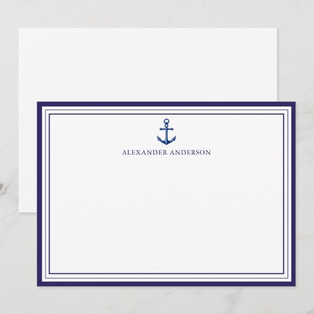Nautical Navy Anchor Professional Border  Card (Front/Back)