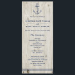 Nautical Navy Anchor Rustic Wood Wedding Programme<br><div class="desc">A nautical-themed program perfect for beach weddings and weddings by the sea! Carry the theme of the celebration through to your wedding with this navy anchor themed program.</div>