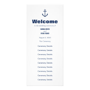 Nautical Navy Anchor Wedding Program Rack Card