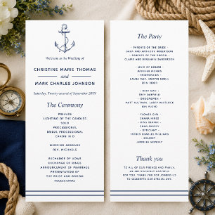 Nautical Navy Anchor Wedding Programme