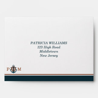 Nautical Navy Anchor Wedding Return Address Envelope