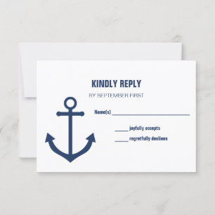 Nautical Navy Anchor Wedding RSVP Response Cards