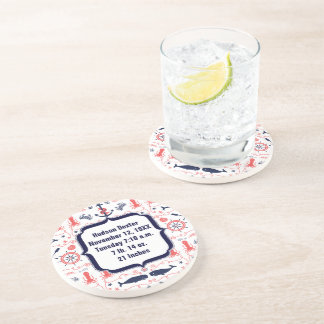Nautical Navy Anchor,Whale Octopus Pattern Coaster