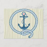 Nautical Navy Anchor with Rope and a Heart