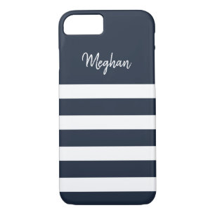 Nautical Navy and White Stripe iPhone Case