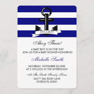 Nautical Navy Baby Boy Shower Invitation