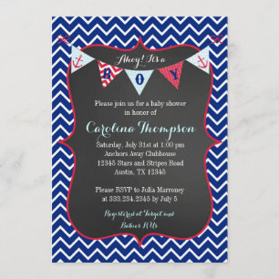 Nautical Navy Baby Boy Shower Invitation Invite