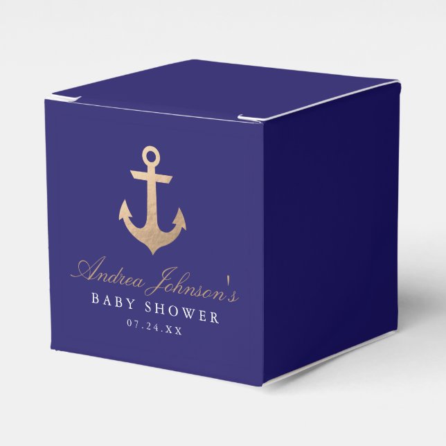 Nautical Navy Baby Shower Favour Boxes (Front Side)