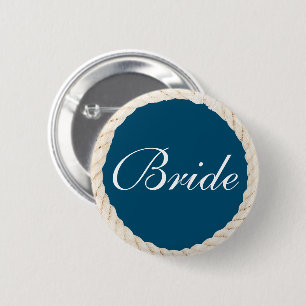 Nautical Navy Beach Bridal Party Button - Bride