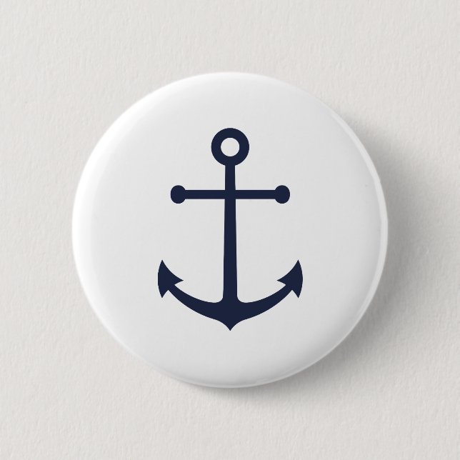 Nautical Navy Blue Anchor 6 Cm Round Badge (Front)