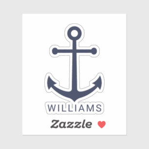Nautical Navy Blue Anchor and Custom Name