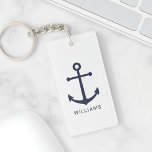 Nautical Navy Blue Anchor and Custom Name Key Ring<br><div class="desc">Modern Minimalist Nautical Acrylic Keychain featuring navy blue anchor with personalised name in navy blue modern sans serif font style on white background.

Perfect as gift for dad,  groomsmen,  family reunion gift and more.</div>