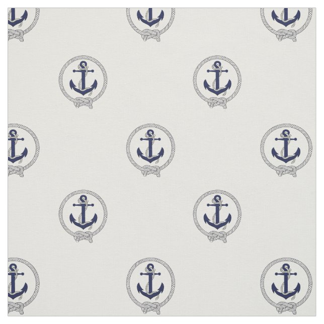 Nautical Navy blue anchor/blue seaman's knot Fabric (Swatch)