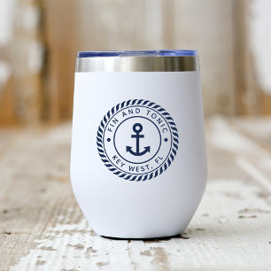 Nautical Navy Blue Anchor Boat Name
