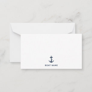 Nautical Navy Blue Anchor Boat Name Custom Card