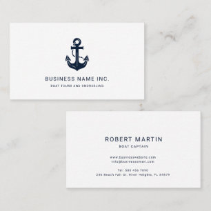 Nautical Navy Blue Anchor Boating Sailing Business Card