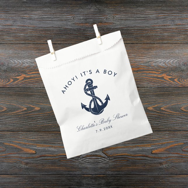 Nautical Navy Blue Anchor Boy Baby Shower Favour Bags (Nautical Anchor Navy Blue Boy Baby Shower Favor Bag)