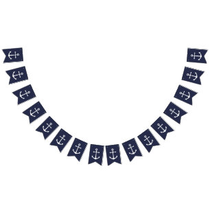 Nautical Navy Blue Anchor Bunting