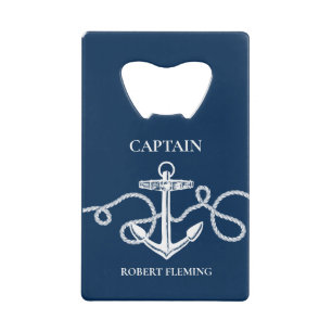 Nautical Navy Blue Anchor Captain Name