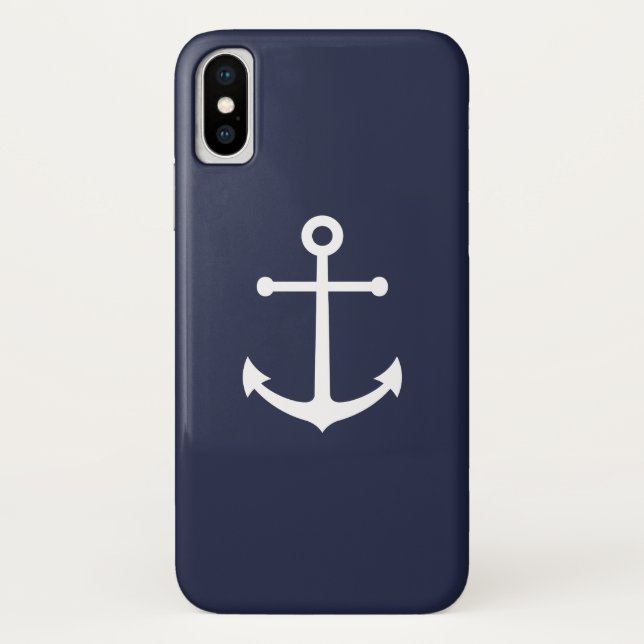 Nautical Navy Blue Anchor Case-Mate iPhone Case (Back)