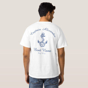 Nautical Navy Blue Anchor Coastal Monogrammed T-S T-Shirt