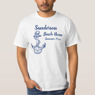 Nautical Navy Blue Anchor Coastal Monogrammed  T-Shirt