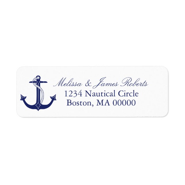 Nautical Navy Blue Anchor Coastal Return Address (Front)
