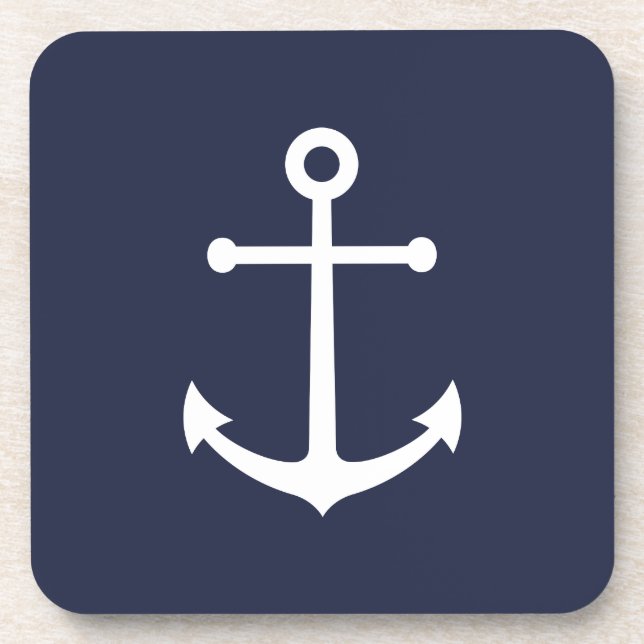 Nautical Navy Blue Anchor Coaster (Front)