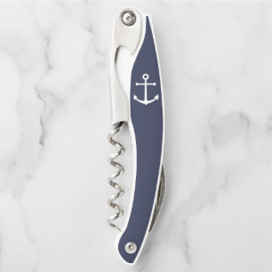Nautical Navy Blue Anchor Corkscrew