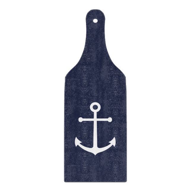 Nautical Navy Blue Anchor Cutting Board (Front)