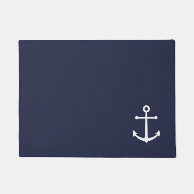 Nautical Navy Blue Anchor Doormat (Front)