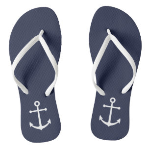 Nautical Navy Blue Anchor Flip Flops