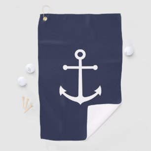 Nautical Navy Blue Anchor Golf Towel